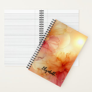 Personalisierte Pfirsich und Goldfloralalkohol Tin Notizblock