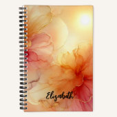 Personalisierte Pfirsich und Goldfloralalkohol Tin Notizblock (Vorderseite)