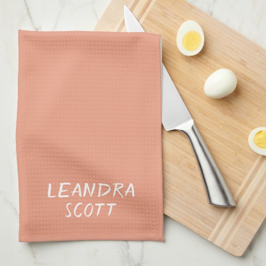 Personalisierte Pfirsichkoralle Geschirrtuch (Viertel Falte)