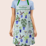 Personalisierte Pflanze Schürze<br><div class="desc">Diese Schürze ist das perfekte Accessoire für jeden mit einem grünen Daumen oder Fingern. Sie zeichnet sich durch ein lustiges Hauspflanzenmuster aus, mit farbenfrohen Kakteen, Sukkulenten und anderen Pflanze in marineblauen und kobaltblauen Pflanze vor einem Ente-Ei-blauen Hintergrund. Ideal für alle Gärtner oder Pflanze, die im Freien oder in der Küche...</div>