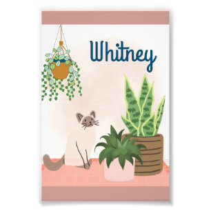 Personalisierte Pflanze und Cat Lover Print Fotodruck
