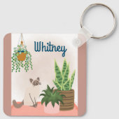 Personalisierte Pflanze und Cat Lover Schlüsselket Schlüsselanhänger (Rückseite)