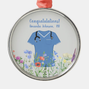 Personalisierte Pflegekraft RN LPN NP blaue OP-Kle Ornament Aus Metall