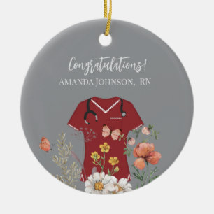 Personalisierte Pflegekraft RN LPN NP Marineblaue  Keramik Ornament