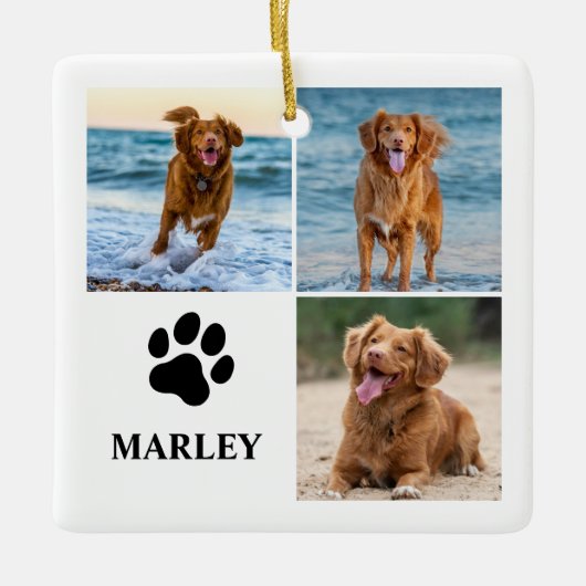 Personalisierte Pfoten-Hunde-Liebhaber-Fotocollage Keramikornament (Vorderseite)