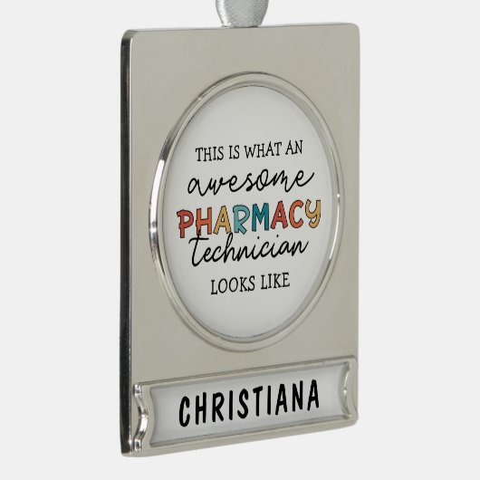Personalisierte Phantastische Pharmazie Tech Funny Banner-Ornament Silber (Rechts)
