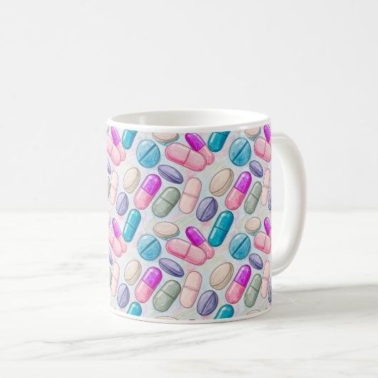 Personalisierte Pharmacy-Tasse Rosa Lila Grautable Kaffeetasse (VorderseiteRechts)