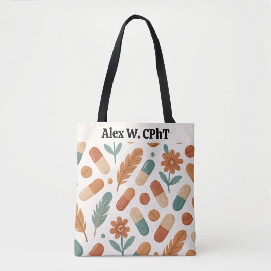 Personalisierte Pharmacy Tote Bag Boho Daisy Feath Tasche (Vorderseite)