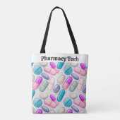 Personalisierte Pharmacy Tote Bag Pink Grau Pillen Tasche (Rückseite)