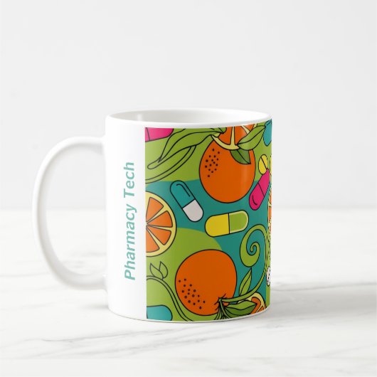 Personalisierte Pharmazie Tasse Retro Orangen (Links)