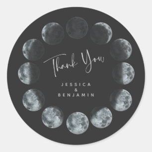 Personalisierte Phasen des Schwarzen Wasserfarbenm Runder Aufkleber