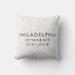 Personalisierte Philadelphia-Karte  Leichtgrau Kissen