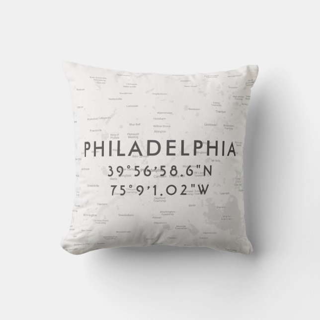 Personalisierte Philadelphia-Karte | Light Gray Kissen (Vorderseite)