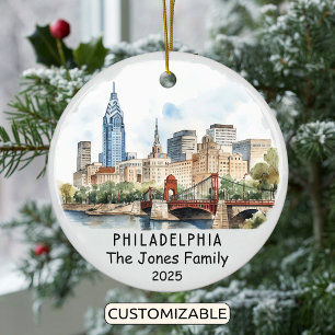 Personalisierte Philadelphia-Ornament, Pennsylvani Keramik Ornament