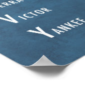 Personalisierte Phonetische Militär Alphabet blau Poster (Ecke)