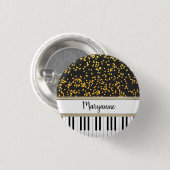 Personalisierte Piano Keys Gold Polka Dots Muster Button (Vorne & Hinten)