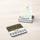 Personalisierte Piano Keys Gold Polka Dots Muster Getränkeuntersetzer (Rechte Seite)