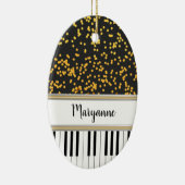 Personalisierte Piano Keys Gold Polka Dots Muster Keramik Ornament (Rechts)