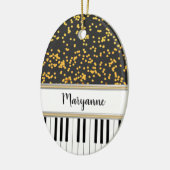 Personalisierte Piano Keys Gold Polka Dots Muster Keramik Ornament (Links)