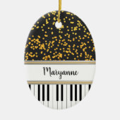 Personalisierte Piano Keys Gold Polka Dots Muster Keramik Ornament (Vorne)