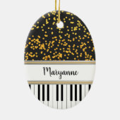 Personalisierte Piano Keys Gold Polka Dots Muster Keramik Ornament (Hinten)