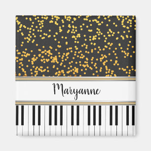 Personalisierte Piano Keys Gold Polka Dots Muster Magnet