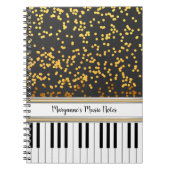 Personalisierte Piano Keys Gold Polka Dots Muster Notizblock (Vorderseite)