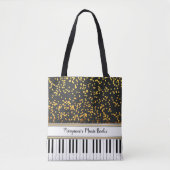 Personalisierte Piano Keys Gold Polka Dots Muster Tasche (Vorderseite)
