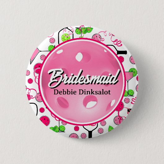 Personalisierte Pickleball-Hochzeitsdusche-Swags Button (Vorderseite)