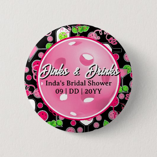 Personalisierte Pickleball-Hochzeitsdusche-Swags Button (Vorderseite)
