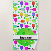 Personalisierte Pickleball Paddles Strandtuch (Vorderseite)