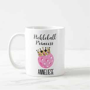 Personalisierte Pickleball Princess Pink Wasserfar Kaffeetasse