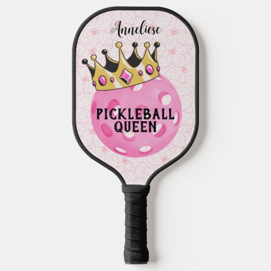 Personalisierte "Pickleball Queen" mit Crown Desig Pickleball Schläger (Vorderseite)