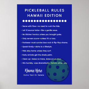 Personalisierte Pickleball-Regeln Hawaii Edition P Poster