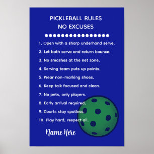 Personalisierte Pickleball-Regeln KEINE AUSREDEN G Poster