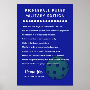 Personalisierte Pickleball-Regeln MILITÄRAUSGABE Poster