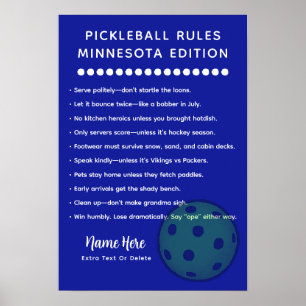 Personalisierte Pickleball-Regeln Minnesota Editio Poster