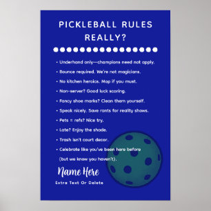 Personalisierte Pickleball-Regeln SARASTISCHE EDIT Poster