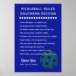 Personalisierte Pickleball-Regeln Southern Edition Poster
