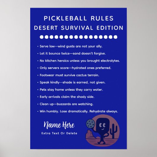 Personalisierte Pickleball-Regeln Wüstenüberleben Poster (Vorne)