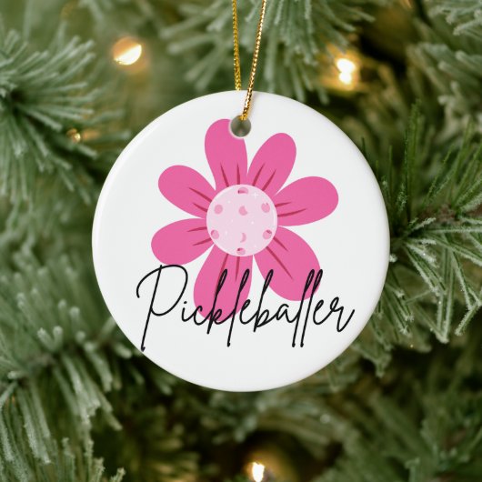 Personalisierte Pickleballer Blume Weihnachten Keramik Ornament (Baum)