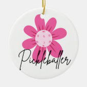Personalisierte Pickleballer Blume Weihnachten Keramik Ornament (Vorne)