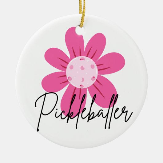 Personalisierte Pickleballer Blume Weihnachten Keramik Ornament (Vorne)