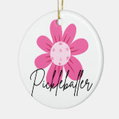 Personalisierte Pickleballer Blume Weihnachten Keramik Ornament (Links)