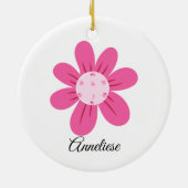 Personalisierte Pickleballer Blume Weihnachten Keramik Ornament (Hinten)
