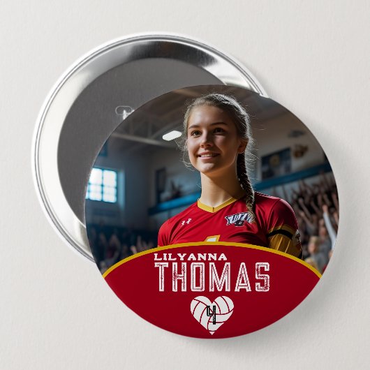 Personalisierte Picture Volleyball-Spielernummer Button (Vorne & Hinten)