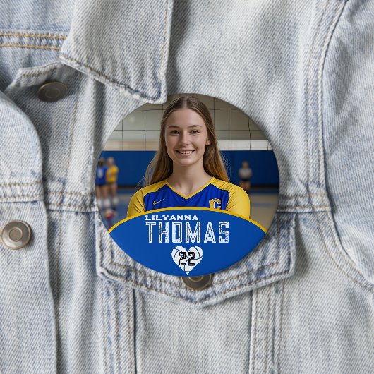 Personalisierte Picture Volleyball-Spielernummer Button (Beispiel)