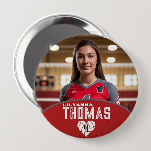 Personalisierte Picture Volleyball-Spielernummer Button