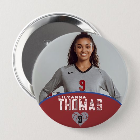 Personalisierte Picture Volleyball-Spielernummer Button (Vorne & Hinten)