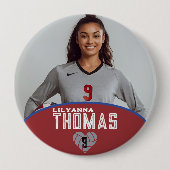 Personalisierte Picture Volleyball-Spielernummer Button (Vorderseite)